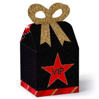 Red Carpet - Square Favor Gift Boxes - Movie Night Party Bow Boxes - Set of 12