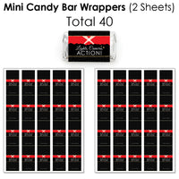 Red Carpet - Mini Candy Bar Wrappers, Round Candy Stickers and Circle Stickers - Movie Night Party Candy Favor Sticker Kit - 304 Pieces