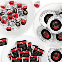 Red Carpet - Mini Candy Bar Wrappers, Round Candy Stickers and Circle Stickers - Movie Night Party Candy Favor Sticker Kit - 304 Pieces