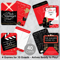 Red Carpet - 4 Movie Night Party Games - 10 Cards Each - Gamerific Bundle