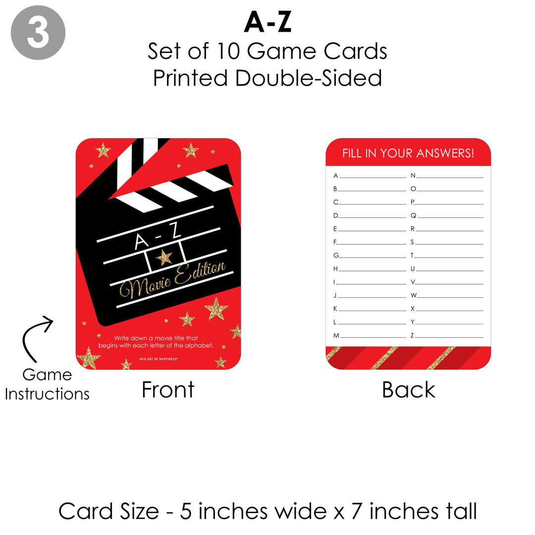 Red Carpet - 4 Movie Night Party Games - 10 Cards Each - Gamerific Bundle