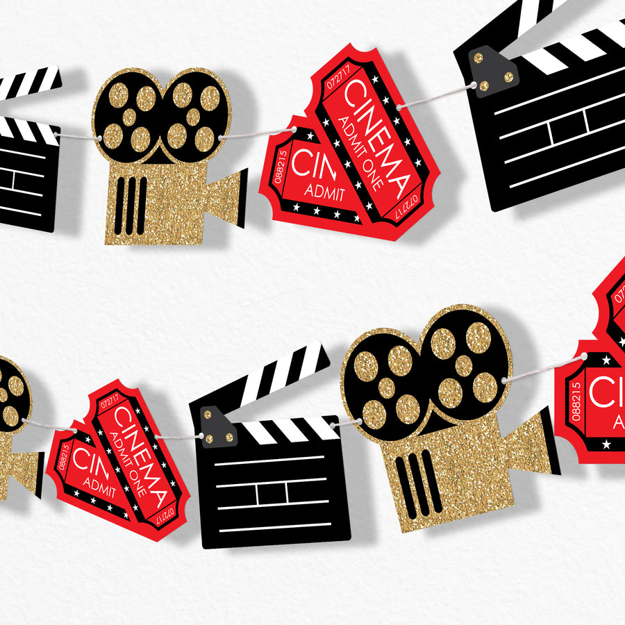 Red Carpet Movie Night Garland Banner - 15 Pc