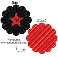 Red Carpet - Movie Night Party Round Table Decorations - Paper Chargers - Place Setting For 12