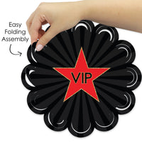 Red Carpet - Movie Night Party Round Table Decorations - Paper Chargers - Place Setting For 12