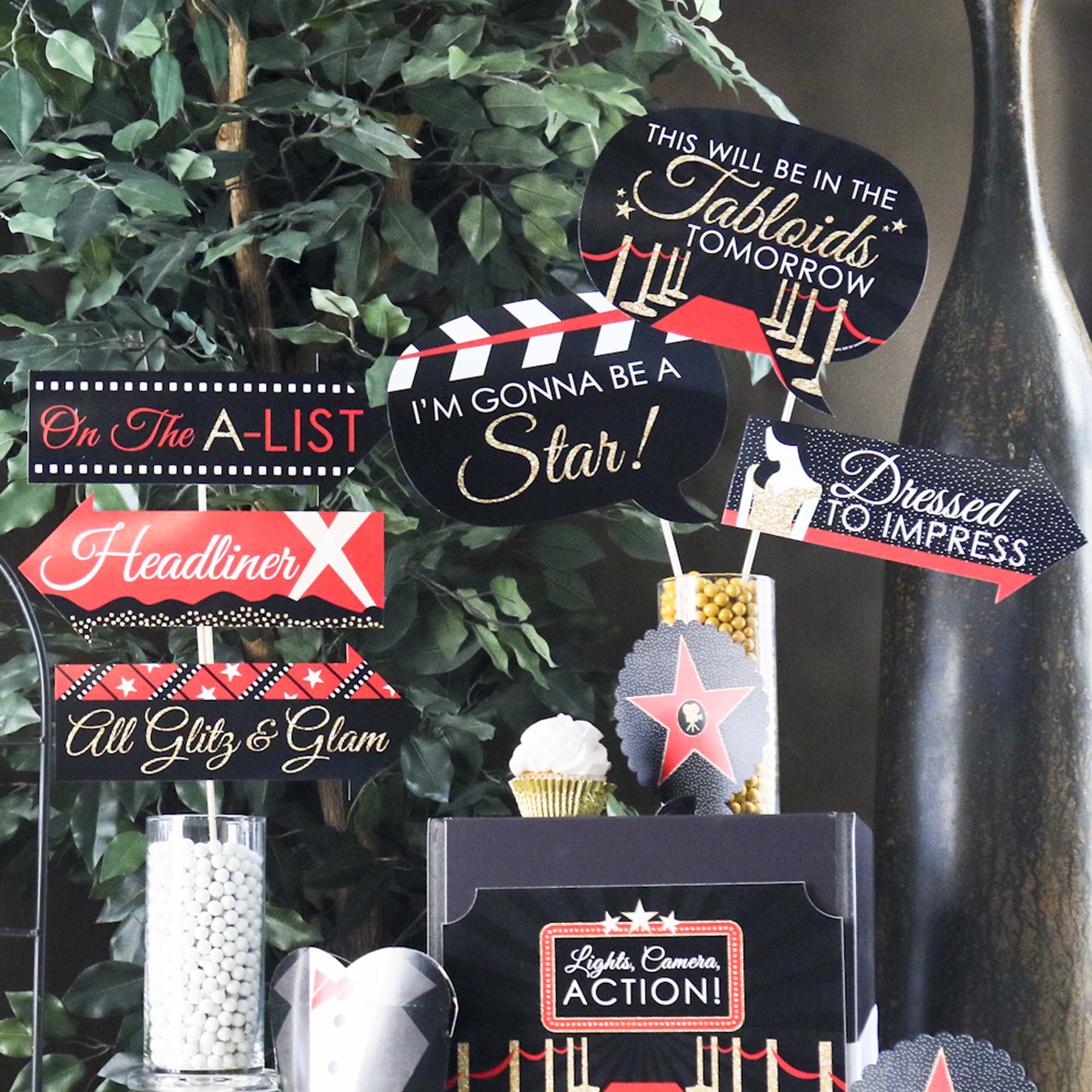 Movie Props Funny Red Carpet - Movie Night Party Photo Booth Props Kit ...