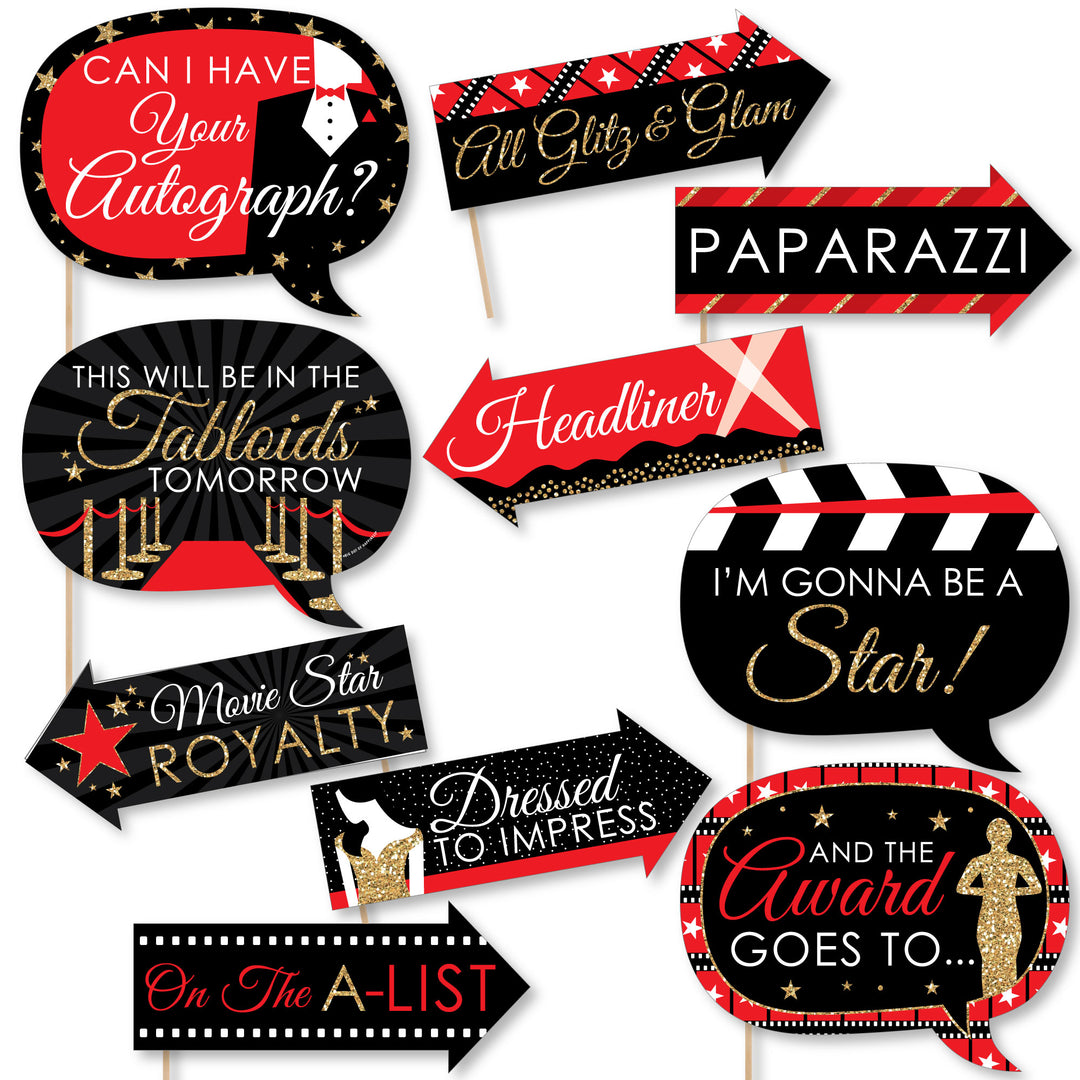 Funny Red Carpet - 10 Piece Photo Booth Props Kit