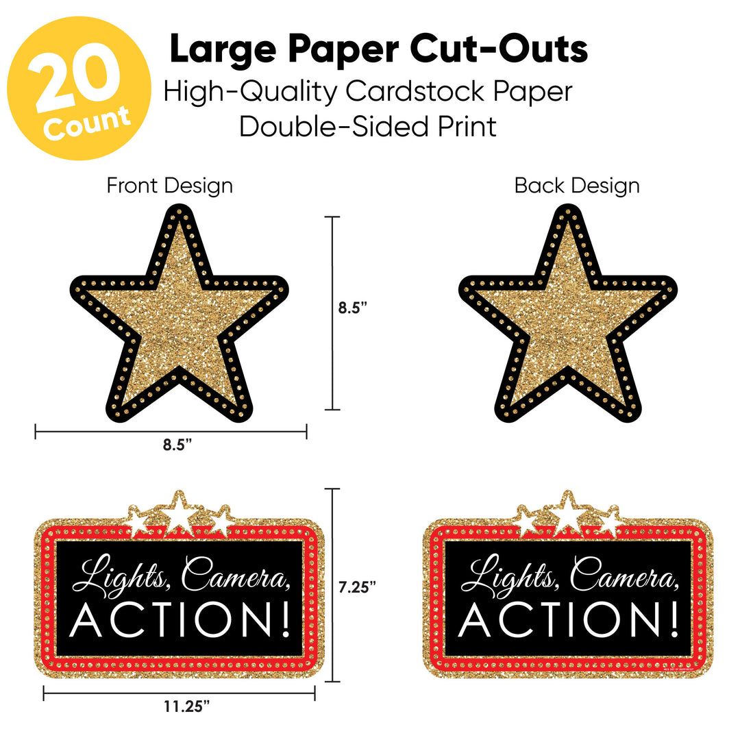 Red Carpet - Assorted Decorations DIY Movie Night Large Party Essentials - Set of 20