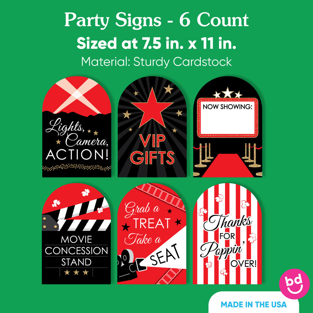 Red Carpet Party Signs Set - 6 Ct