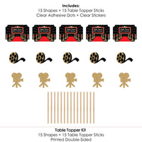 Red Carpet - Movie Night Party Centerpiece Sticks - Table Toppers - Set of 15