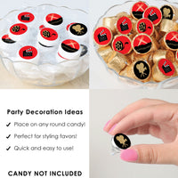 Red Carpet - Movie Night Party Small Round Candy Stickers - Party Favor Labels - 324 Count