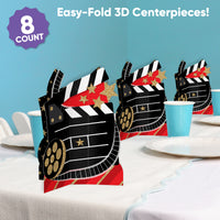 Red Carpet Movie Night 3D Centerpieces - 8 Ct