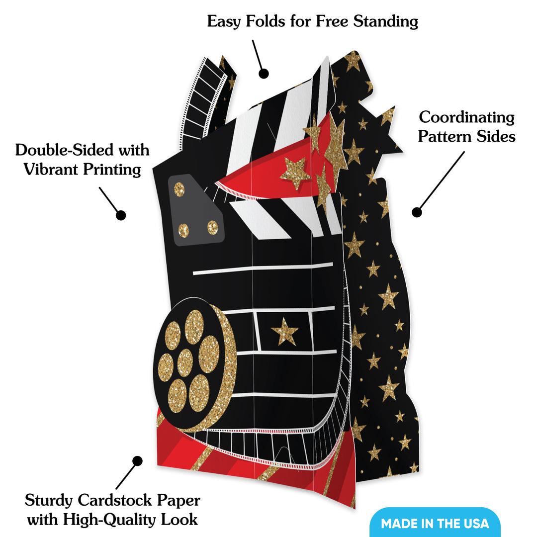 Red Carpet Movie Night 3D Centerpieces - 8 Ct