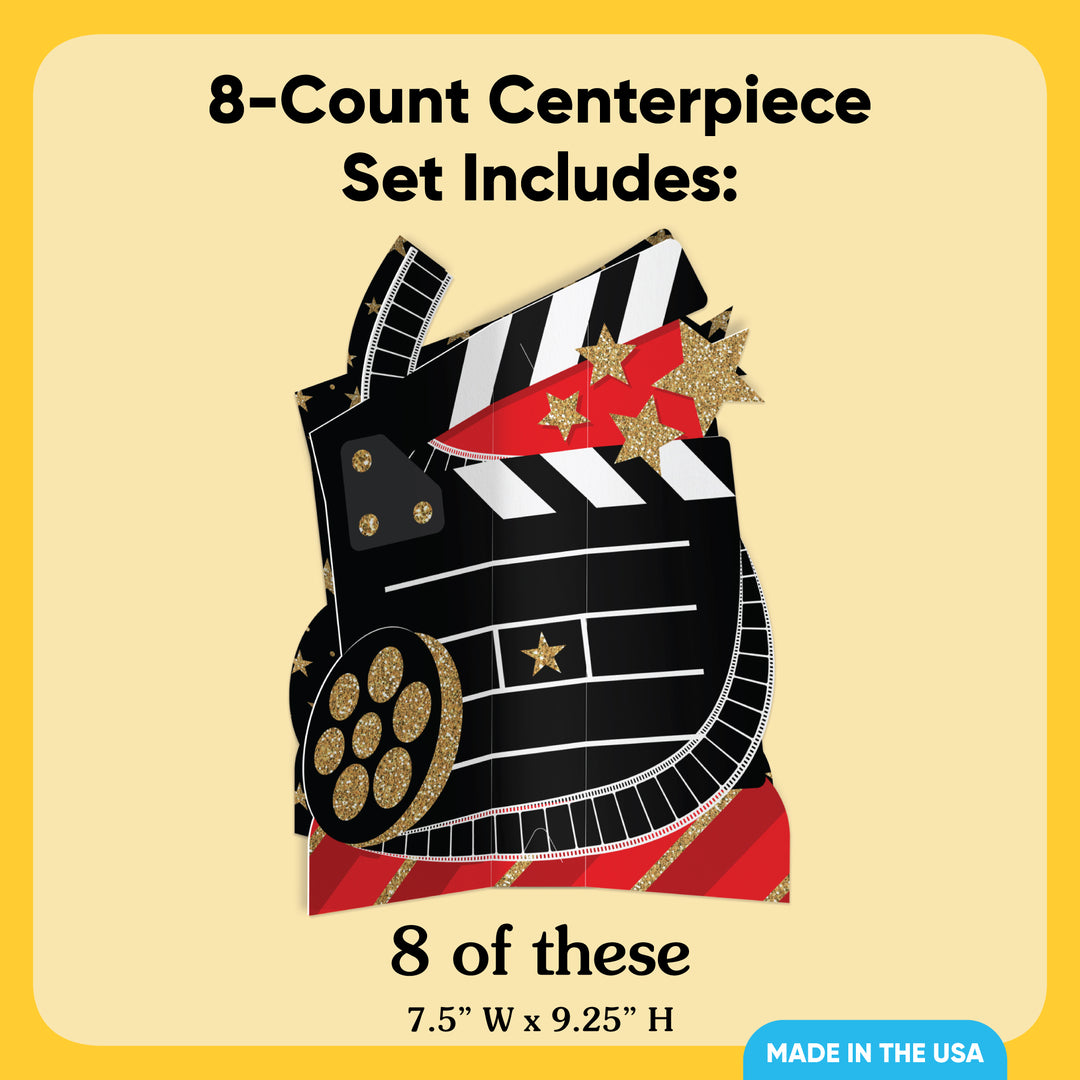 Red Carpet Movie Night 3D Centerpieces - 8 Ct