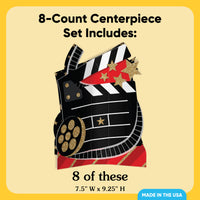 Red Carpet Movie Night 3D Centerpieces - 8 Ct