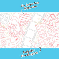 Movie night doodles coloring table runner popcorn and film reels