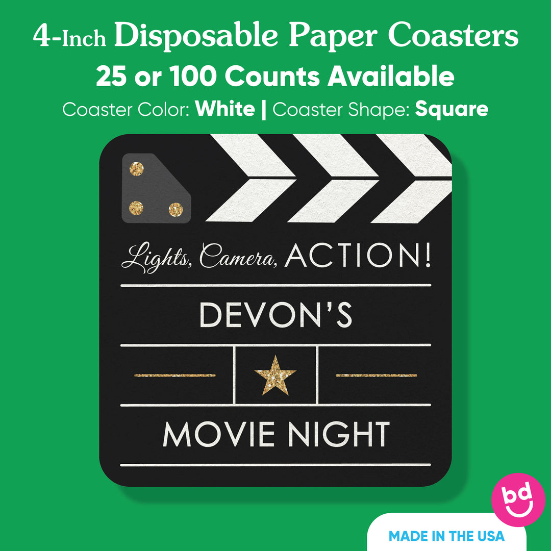 Custom Text Coasters - Movie Night