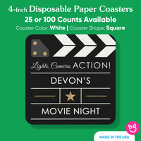 Custom Text Coasters - Movie Night