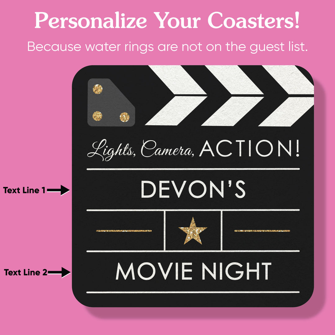 Custom Text Coasters - Movie Night
