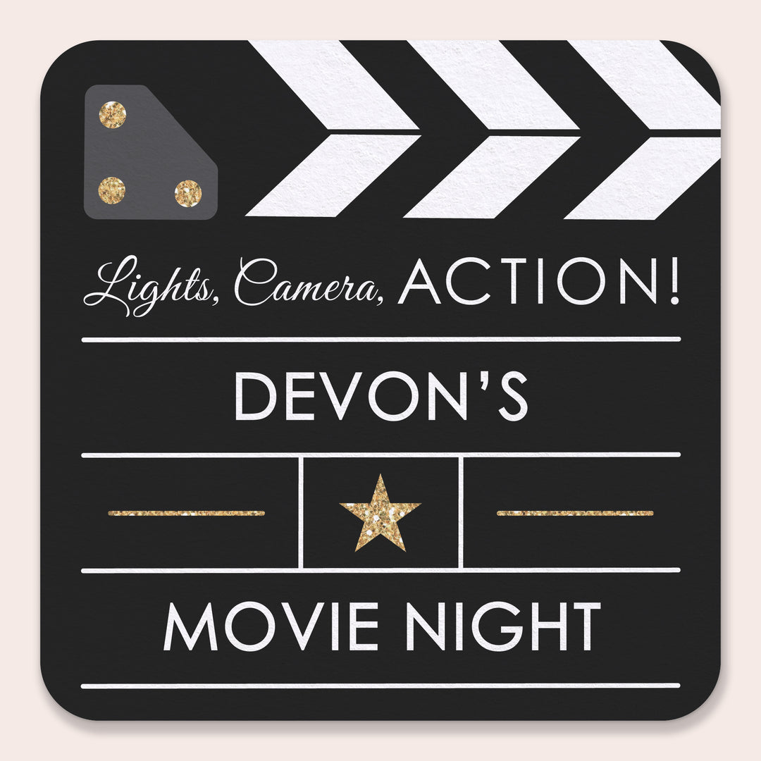 Custom Text Coasters - Movie Night