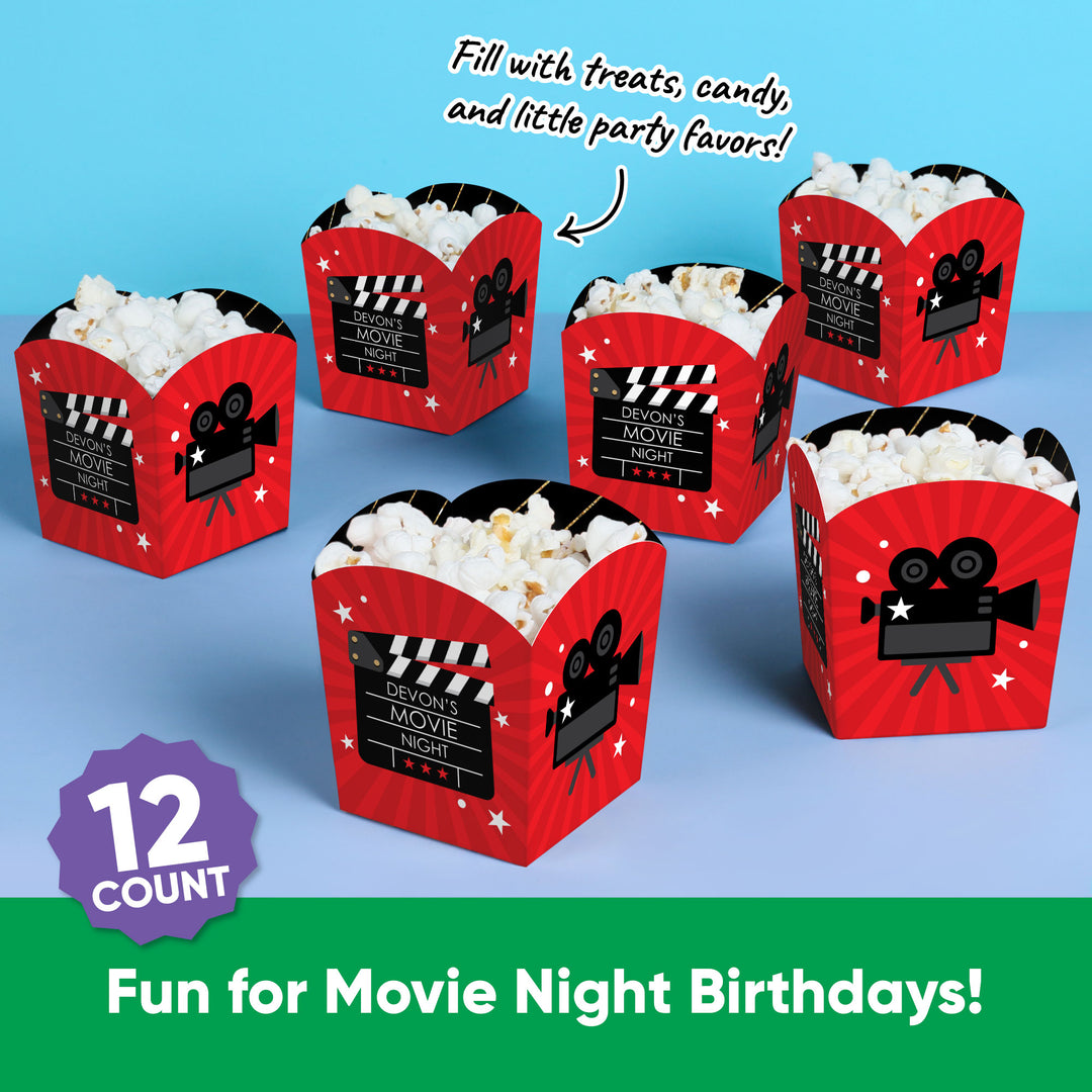 Custom Text Red Carpet Treat Boxes - 12 Ct