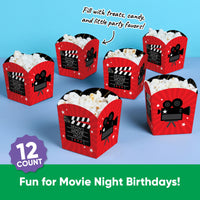 Custom Text Red Carpet Treat Boxes - 12 Ct