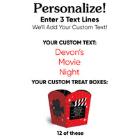 Custom Text Red Carpet Treat Boxes - 12 Ct