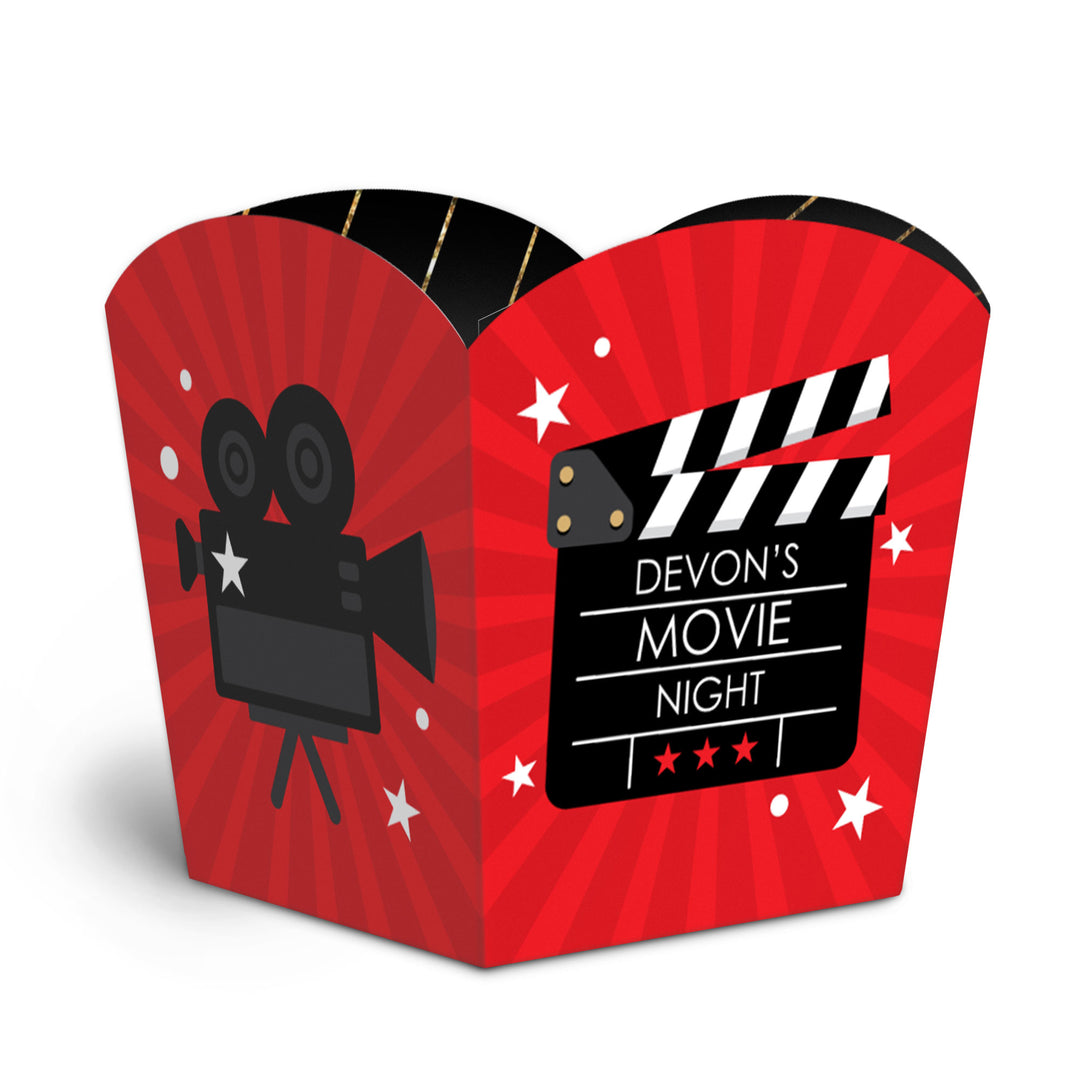 Custom Text Red Carpet Treat Boxes - 12 Ct