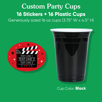 Custom Text Party Cups - Movie Night - 16 Ct