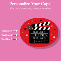 Custom Text Party Cups - Movie Night - 16 Ct