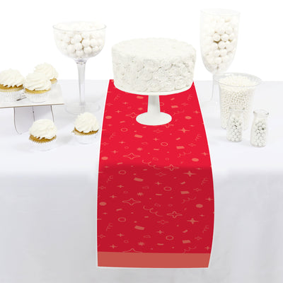 Red Confetti Stars - Petite Simple Party Paper Table Runner - 12 x 60 inches