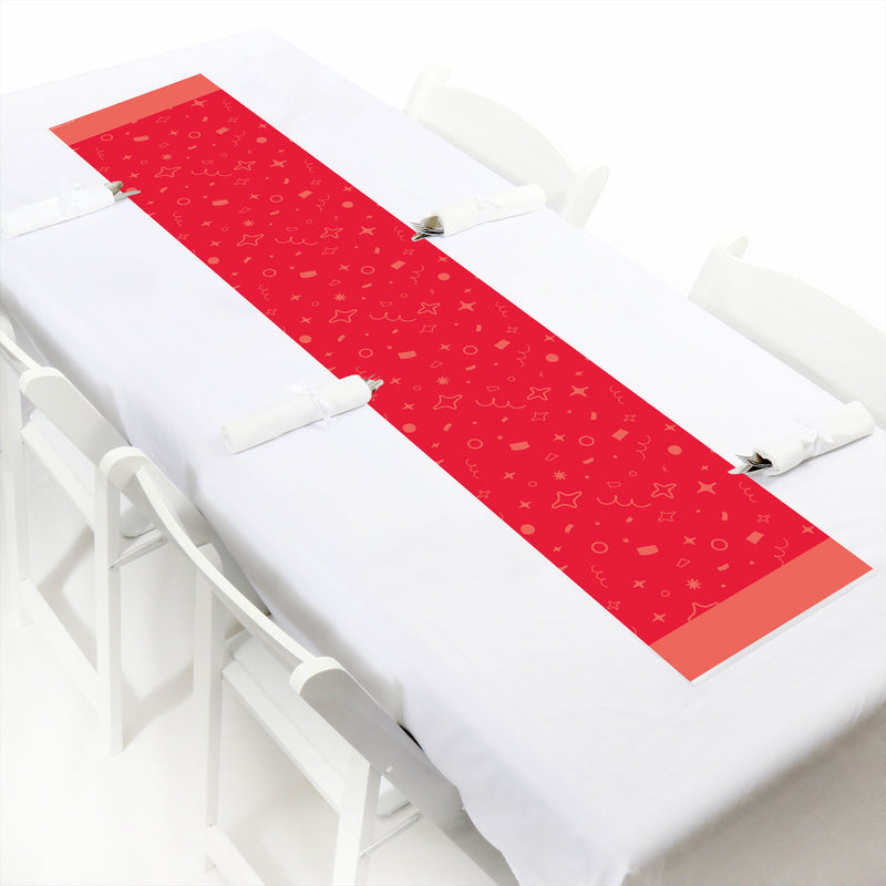 Red Confetti Stars - Petite Simple Party Paper Table Runner - 12 x 60 inches