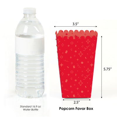 Red Confetti Stars - Simple Party Favor Popcorn Treat Boxes - Set of 12