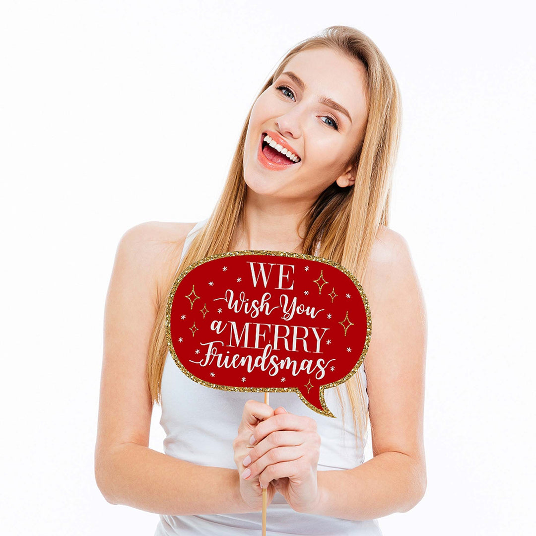Red and Gold Friendsmas - Friends Christmas Party Photo Booth Props Kit - 20 Count