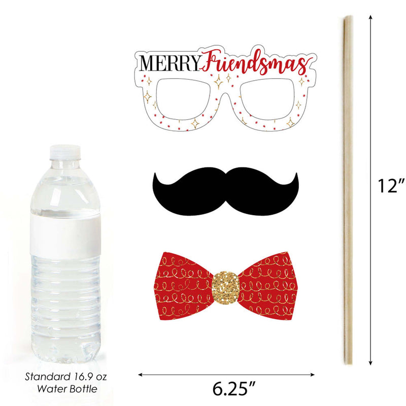 Red and Gold Friendsmas - Friends Christmas Party Photo Booth Props Kit - 20 Count