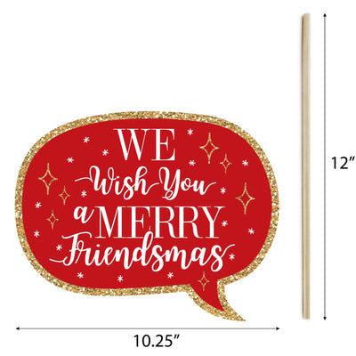 Red and Gold Friendsmas - Friends Christmas Party Photo Booth Props Kit - 20 Count