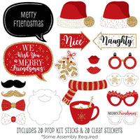 Red and Gold Friendsmas - Friends Christmas Party Photo Booth Props Kit - 20 Count