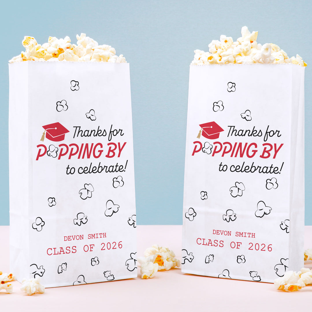 Red personalized graduation popcorn bags 100ct