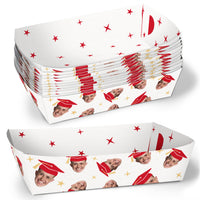 Red custom graduation paper food trays 12ct