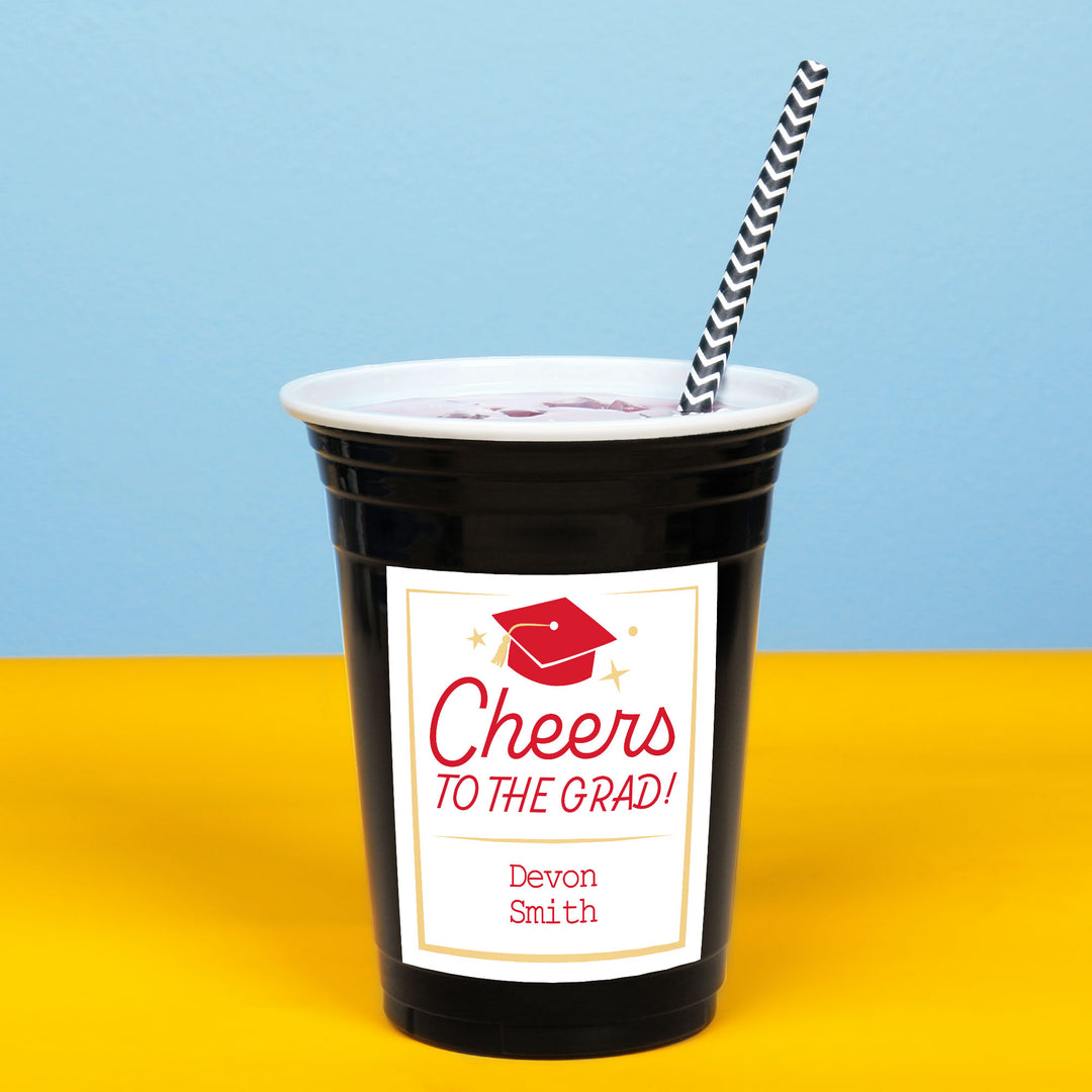 16 oz red graduation party cup close-up