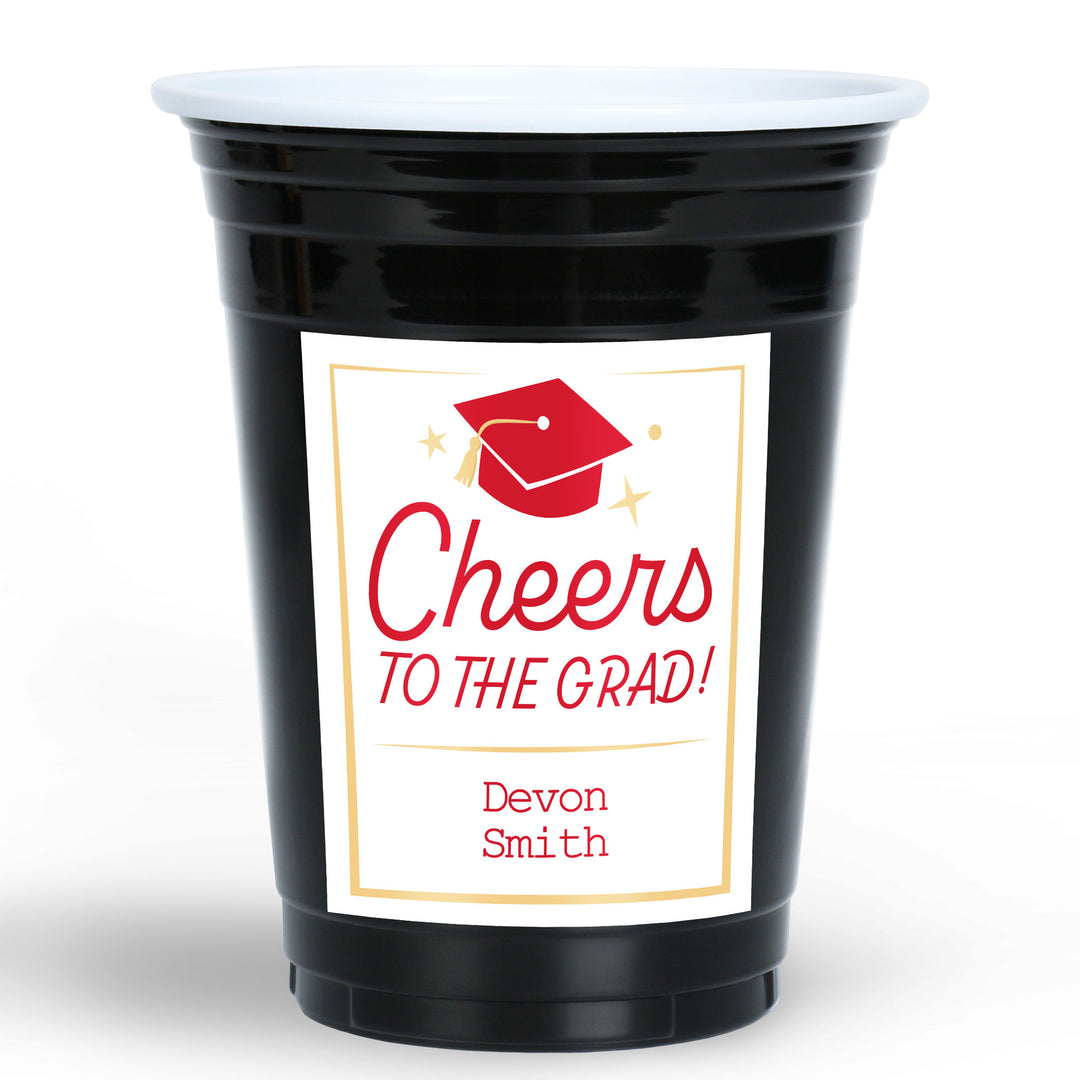 Red personalized graduation party cups 16ct
