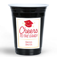 Red personalized graduation party cups 16ct