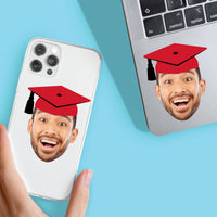 Custom Red Grad Cap Fun Face Cut-Out Stickers - Set of 24