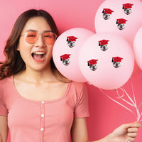 Custom Red Grad Cap Fun Face Cut-Out Stickers - Set of 24