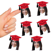 Custom Red Grad Cap Fun Face Cut-Out Stickers - Set of 24