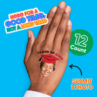 Custom Red Grad Cap Temporary Tattoos - 12 Ct