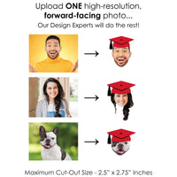 Custom Fun Face Red Grad Cap Treat Picks - 24 Ct