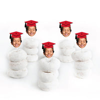Custom Fun Face Red Grad Cap Treat Picks - 24 Ct