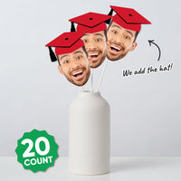 Custom Fun Face Red Grad Cap Essentials - 20 Ct