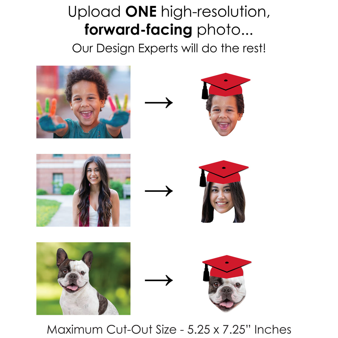 Custom Fun Face Red Grad Cap Essentials - 20 Ct