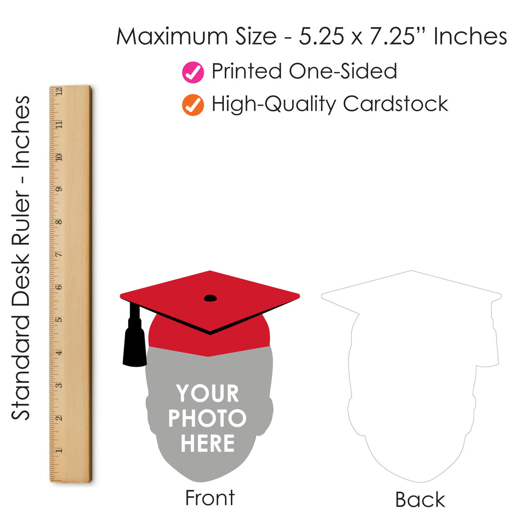 Custom Fun Face Red Grad Cap Essentials - 20 Ct